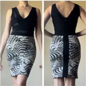 NWT WAYF bebe Beaded Bandage Mini Dress in Black/White - Size XS